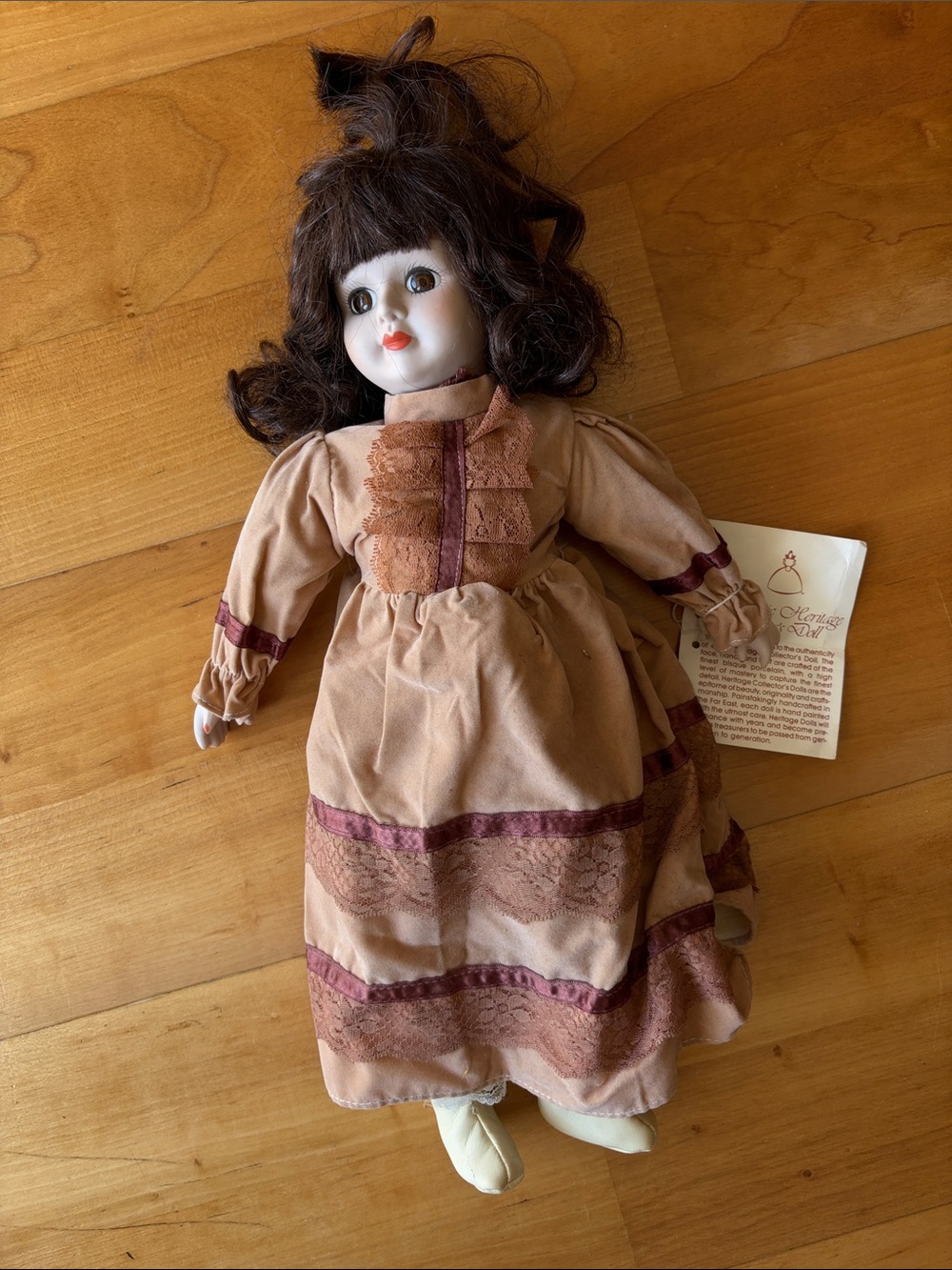 Heritage Brown and Maroon Porcelain Dress Doll
